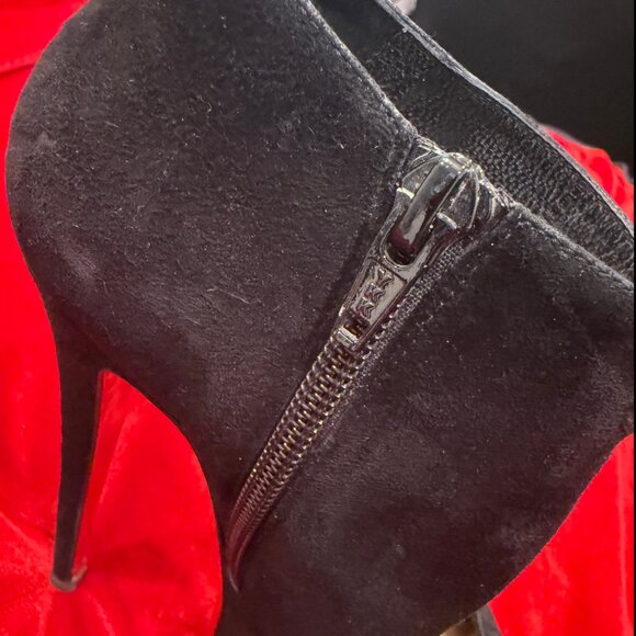 CHRISTIAN LOUBOUTIN BLACK SUEDE PLATFORM HEELS ANKLE BOOTS BOOTIES - Picture 7 of 15
